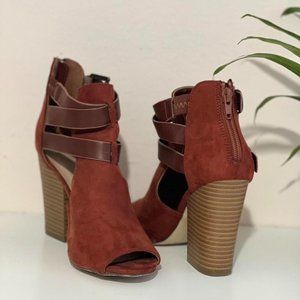 Orange Strappy Booties